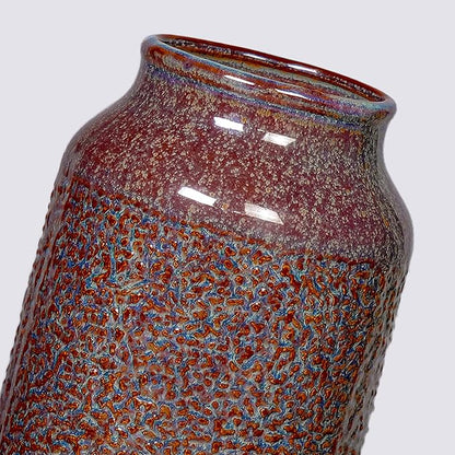 Brown Ceramic Vase for Home Decor - 9 inch Farmhouse Pottery Vase for Pampas Grass, Decorative Vases for Flowers, Farmhouse Decor, Kitchen, Mantle, Fall Decoration