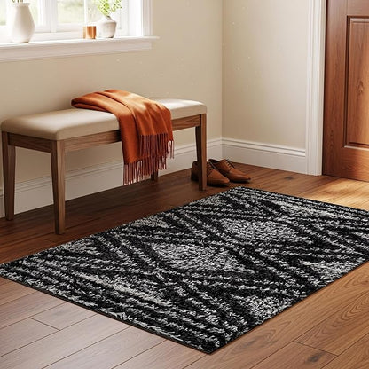 Rugshop Circles Arch Shag Area Rug Anthracite Dark Gray 4' x 6' Ideal for Small Living Rooms, Offices, or Beside The Bed