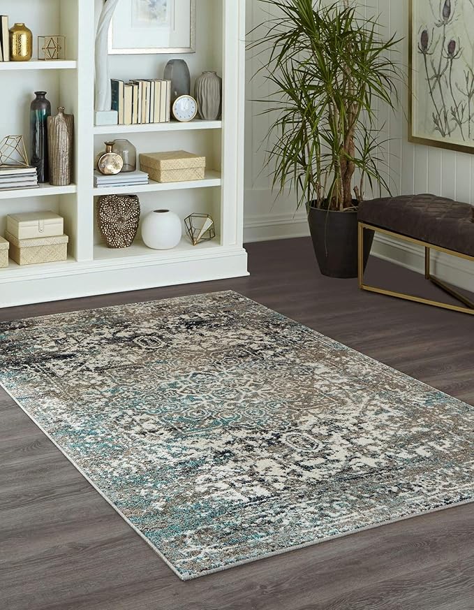 Rugs.com Arlington Collection Rug – 5' x 8' Grey Medium-Pile Rug Perfect for Living Rooms, Large Dining Rooms, Open Floorplans
