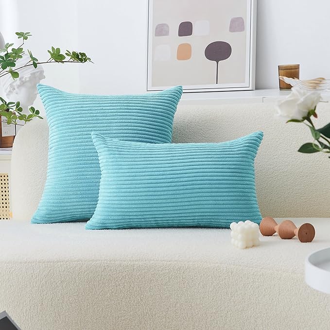 Home Brilliant Euro Pillows 26x26 Set of 2 Super Soft Teal Decorative Pillows Large Euro Sham Velvet Pillow Cover for Bench, 26x26 inch, Teal