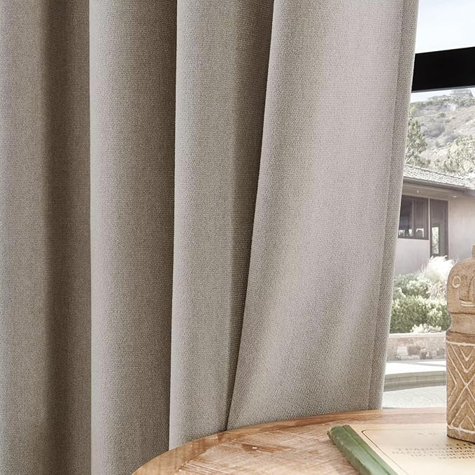 Joydeco Faux Linen Curtains 108 Inch Length 2 Panels Set, Light Filtering Curtains for Bedroom, Living Room Drapes with Rod Pockets (52x108 inch, Thick Linen)