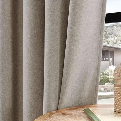 Joydeco Faux Linen Curtains 84 Inch Length 2 Panels Set, Light Filtering Curtains for Bedroom, 52 Inches Wide Living Room Drapes with Rod Pockets(52x84 inch, Linen)