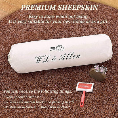 WL&ALLEN Large Sheepskin Rug Genuine Thick and Lush 3 Inch Pile，Luxury Australian Pelts |Large Sheepskin Wool Area Rugs (Double Pelt 2'6" x 6'6",Black)
