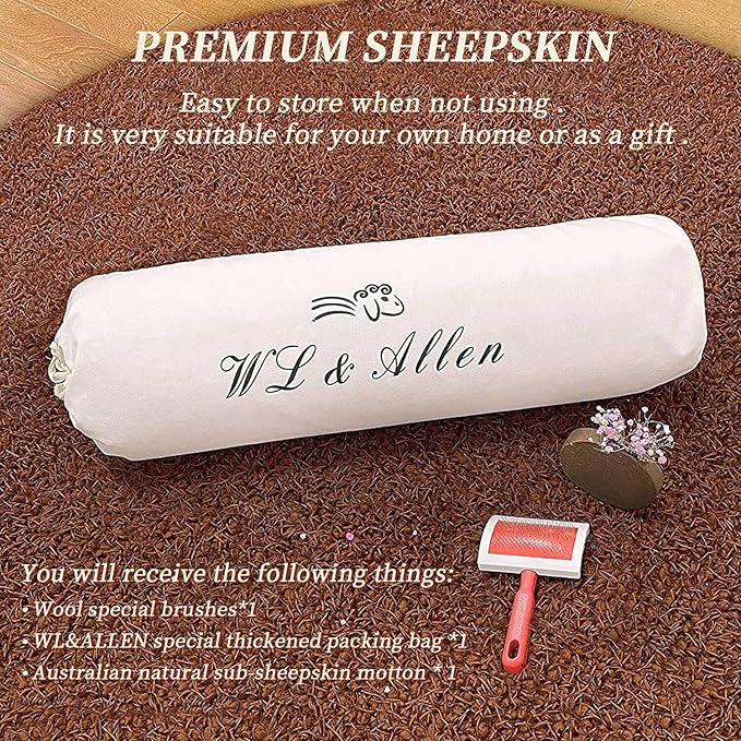 WL&ALLEN Large Sheepskin Rug Genuine Thick and Lush 3 Inch Pile，Luxury Australian Pelts |Large Sheepskin Wool Area Rugs (Single Pelt 2'6" x 3'7"，Ivory White)