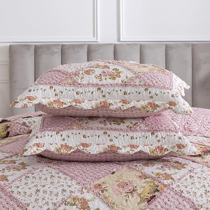 HoneiLife Quilt Set King Size - Fluffy Bedspreads 106x96, Microfiber Quilts 3-Piece, Patchwork Coverlet Rustic Bedding Sets All Season Quilts