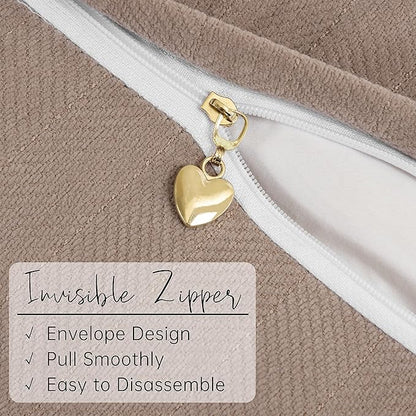 ZWJD Khaki Pillow Covers 16x16 Set of 2 Chenille Throw Pillow Covers with Elegant Design Soft and Luxurious Decorative Throw Pillows for Couch, Bed, and Home Decor