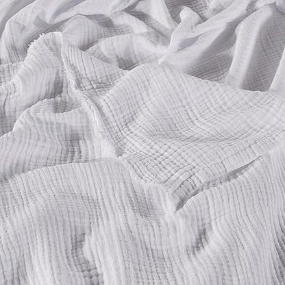 Muslin Blanket - Pure 100% Turkish Cotton Airy Soft Light Versatile Gauze Throw Blanket for Bed, Couch, Sofa (White, Twin XL Size (71" x 95" inch))