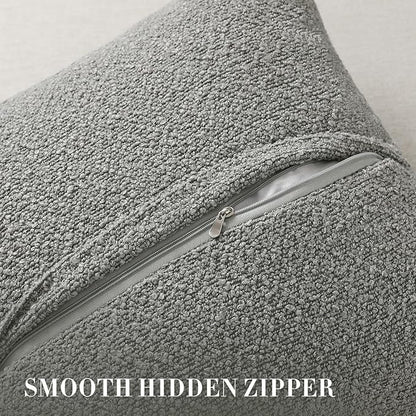 Throw Pillow Covers 20 x 20 Inch Set of 2, Accent Soft Boucle Textured Pillow Cover, Decorative Solid Color Cozy Cushion Pillow Case for Couch Bedroom Sofa Living Room Home Decor, Light Gray