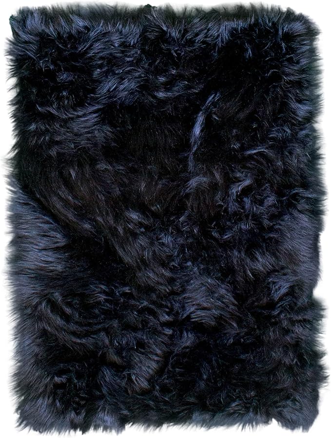 Super Area Rugs Ultra Soft & Fluffy Faux Sheepskin Rug, Black 3 x 5 Feet Carpet for Bedroom Living Room