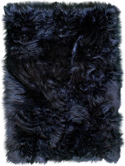 Super Area Rugs Ultra Soft & Fluffy Faux Sheepskin Rug, Black 3 x 5 Feet Carpet for Bedroom Living Room