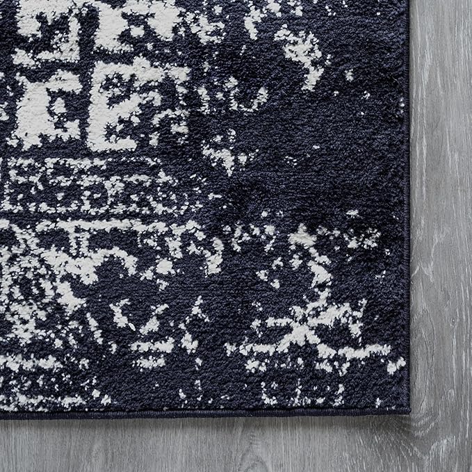 Rugs.com Arlington Collection Rug – 7' x 10' Navy Blue Medium-Pile Rug Perfect for Living Rooms, Large Dining Rooms, Open Floorplans