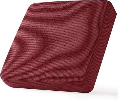CHUN YI Small Couch Cushion Cover Stretch, Sofa Seat Slipcovers for Pets, Suitable for Armchair Loveseat Sofa with Spandex Jacquard Washable Fabric(Small,Wine/Red)