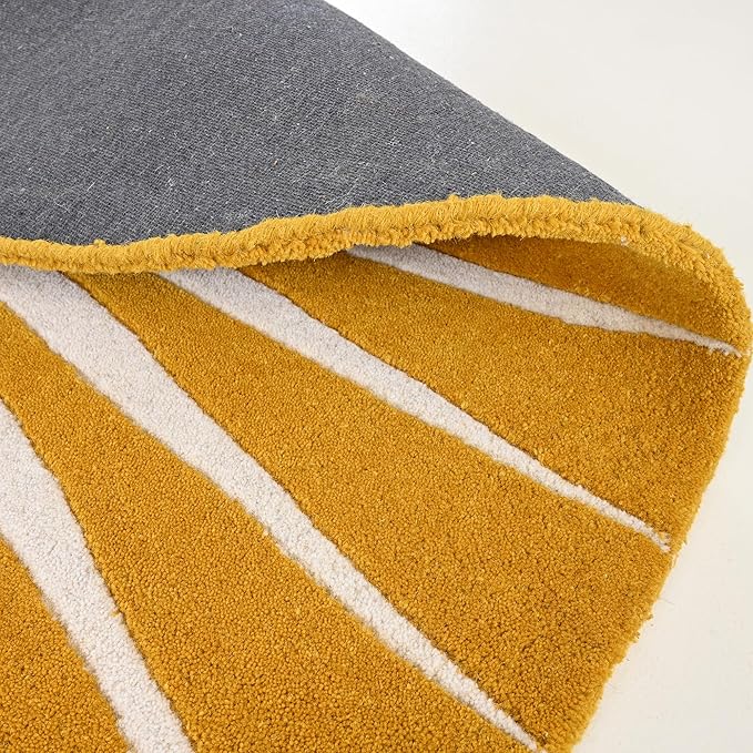 Modern Round Area Rug – Hand-Tufted with 100% NZ Wool, Thick & Soft Circular Carpet for Living Room, Bedroom & Dining Room Decor (Mustard, 6' Round)