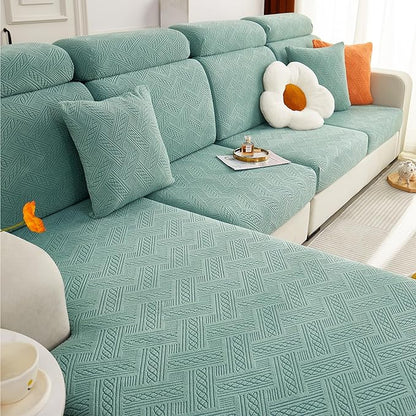 hyha Individual Couch Cushion Covers, Stretch Magic Sofa Seat Cushion Covers Washable, Dog Couch Sofa Slipcover for Pets, Kid with Elastic Bottom(Medium, Green)