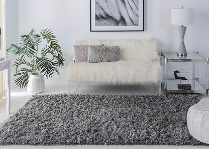 SAFAVIEH Sheep Shag Collection 4' x 6' Silver SSG212G Handmade 1-inch Thick Area Rug