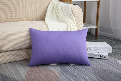 TangDepot Handmade Decorative Solid 100% Cotton Canvas Throw Pillow Covers/Pillow Shams, (12"x20", Violet), 1 Count (Pack of 1)
