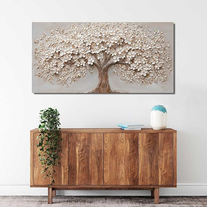 Canvas Wall Art Decor Modern Botanical Wall Art Pictures for Living Room Canvas Art Wall Decor Tree of Life Wall Art Decor White Flower Wall Art Prints Artwork for Walls Bedroom Office Decor 20" X 40"