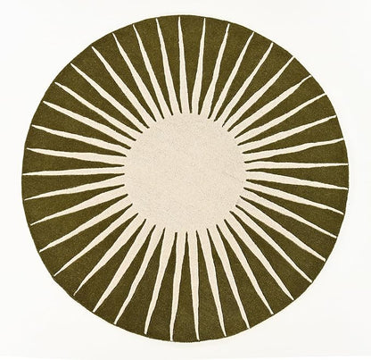 Modern Round Area Rug – Hand-Tufted with 100% NZ Wool, Thick & Soft Circular Carpet for Living Room, Bedroom & Dining Room Decor (Moss Green, 9' Round)