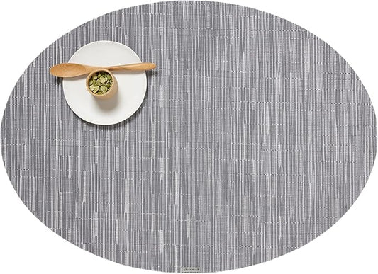 Chilewich Bamboo Placemats Set of 4 - Woven Oval Placemats - Reusable, Stain-Resistant, Indoor/Outdoor Tabletop Protection - 19" x 14" - Fog