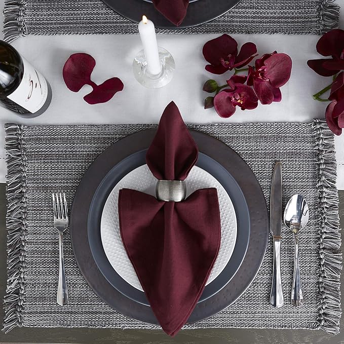 DII Variegated Tabletop Collection, Placemat Set3x19, Gray, 6 Piece