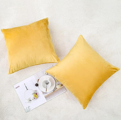 NiNi ALL Decorative Throw Pillow Covers Velvet Soft for Couch Sofa Bedroom Living Room Outdoor Pack of 2 20x20 Inch Yellow
