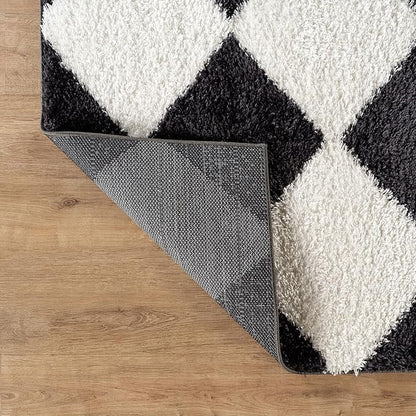 Rugshop Diamond Wave Pattern Shag Runner Rug Anthracite Dark Gray 2' 3" x 12' Great for Long Hallways, Open Entryways, Kitchens