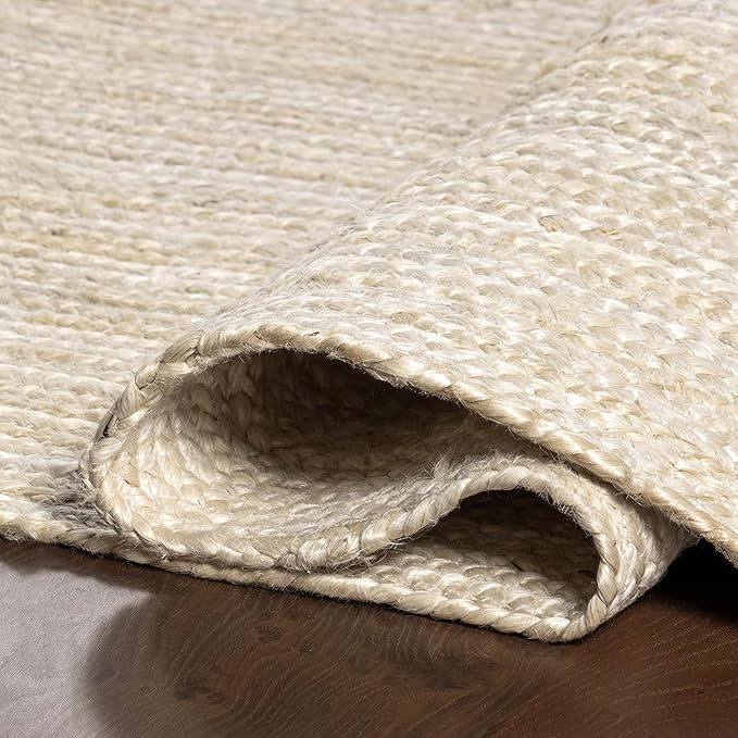 nuLOOM Oval 6x9 Rigo Jute Hand Woven Area Rug, Off White, Solid Farmhouse Design, Natural Fiber, For Bedroom, Living Room, Dining Room, Hallway, Office, Kitchen, Entryway
