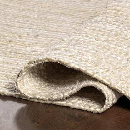 nuLOOM Oval 6x9 Rigo Jute Hand Woven Area Rug, Off White, Solid Farmhouse Design, Natural Fiber, For Bedroom, Living Room, Dining Room, Hallway, Office, Kitchen, Entryway