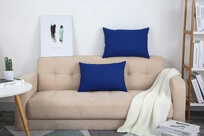 TangDepot Cotton Solid Throw Pillow Covers, 12" x 20" , Royal Blue, 1 Count (Pack of 1)
