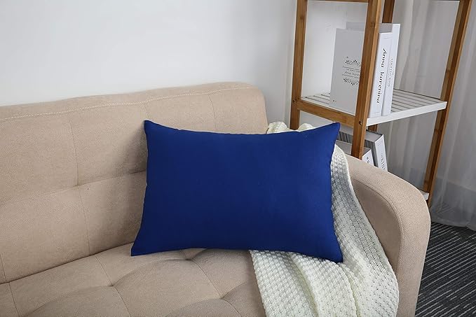 TangDepot Handmade Decorative Solid 100% Cotton Canvas Throw Pillow Covers/Pillow Shams, (12"x18", Royal Blue)