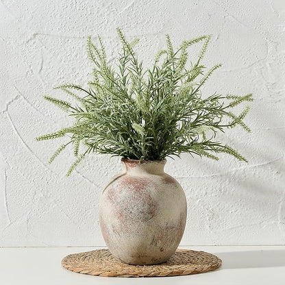 SIDUCAL Ceramic Decorative Flower Vase | 7.48 Inch Pottery Rustic Farmhouse Boho Vase for Home Decor, Table, Living Room, Bathroom, Coffee Desk, Shelf, Mantel Decoration, Wedding, Terra