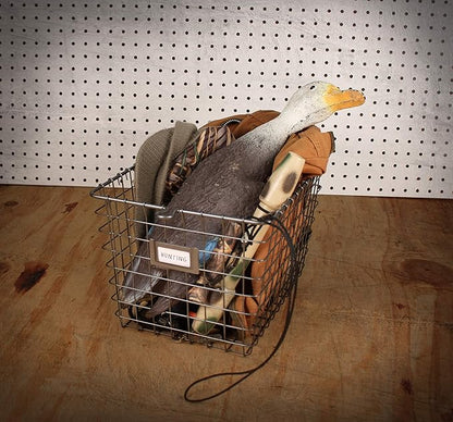 Spectrum Small Wire Basket with Label Plate Industrial Gray Square Wire Storage Basket for Kitchen Bathroom Laundry Pantry Closet Toy Under Sink Organization, Small Wire Basket Organizer for Storage