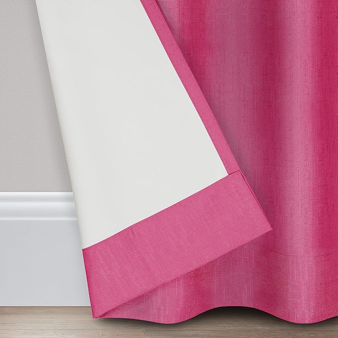 ECLIPSE Kendall Modern Blackout Thermal Rod Pocket Window Curtain for Bedroom or Living Room (1 Panel), 42" x 95", Raspberry