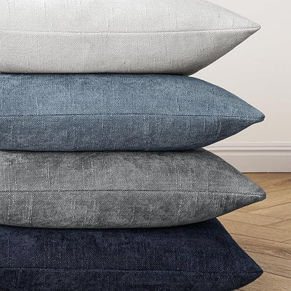 MIULEE Pack of 2 Decorative Throw Pillow Covers Soft Chenille Throw Pillows Solid Textured Cushion Covers for Couch Sofa Bedroom Living Room 18x18 Inch, Grey White