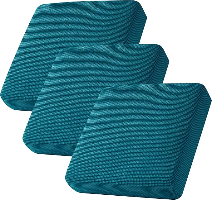 CHUN YI 3Piece Stretch Couch Cushion Covers, Sofa Seat Slipcovers for Pets, Suitable for Armchair Loveseat Sofa with Spandex Jacquard Washable Fabric(3Piece,Teal)