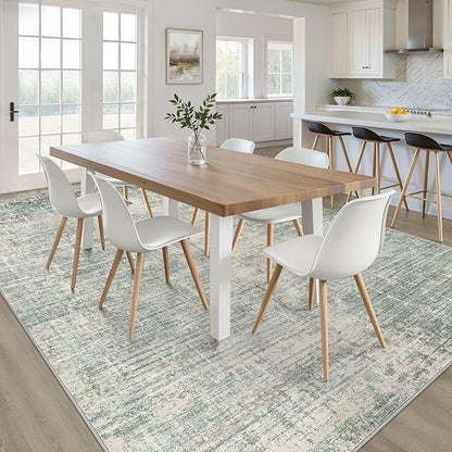 6x9 Area Rugs Living Room: Washable Large Neutral Green Rug Abstract Soft Modern Stain Resistant Indoor Floor Non-Slip Carpet for Bedroom Nursery Kids Office Playroom Dining Room Under Table Home