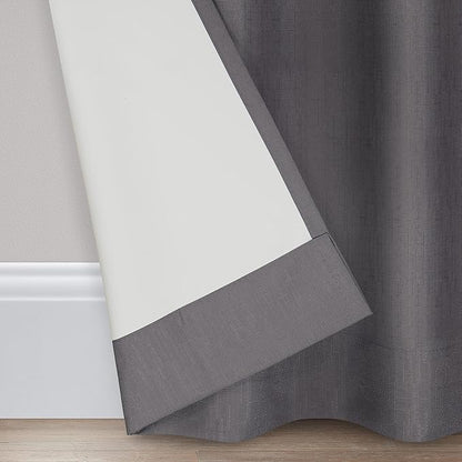 ECLIPSE Kendall Solid Textured Blackout Thermal Insulated Lining Grommet Window Curtain for Bedroom (1 Panel), 42 in x 54 in, Charcoal