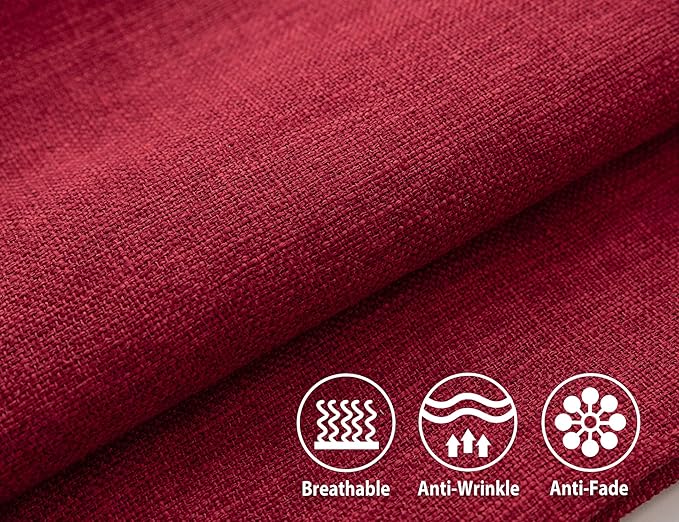 Stellhome Set of 2 Christmas Decorative Linen Throw Pillow Cover Square Farmhouse Burlap Cushion Cover for Bed Couch Sofa Bench, 20 x 20 inch (50 cm), Red