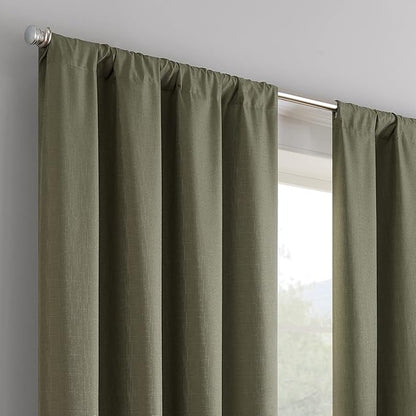 Eclipse Kendall Modern Blackout Thermal Rod Pocket Window Curtain for Bedroom or Living Room (1 Panel), 42 X 84, Artichoke (Pack of 4)
