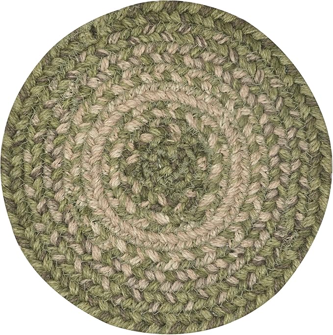 Homespice Grassland Jute Braided Trivets for Table - Set of 3, Round 8", Green - Rich Colors, Easy to Clean, Durable and Protects Furniture