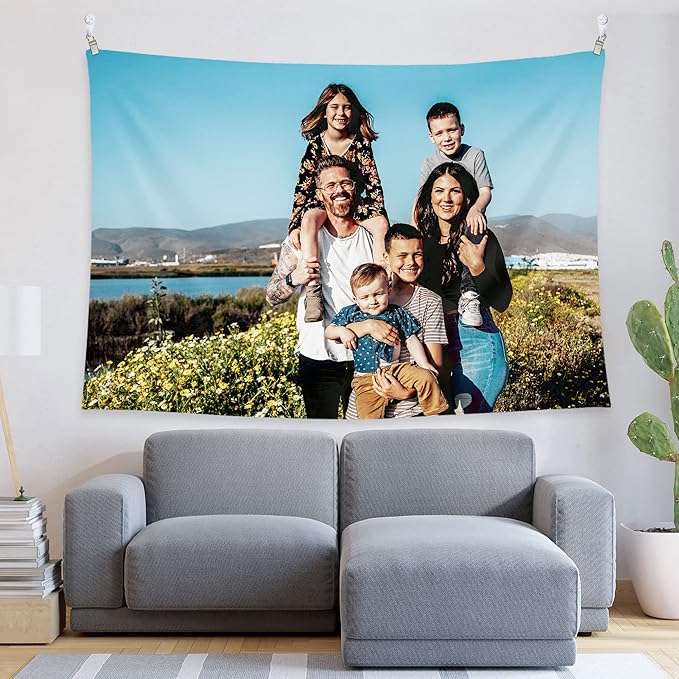 BLINGPAINTING Custom Tapestry - Upload Images, Personalized Backdrop, Create Your Own Wall Hanging - Living Room, Bedroom, Dorm - Home Decor (60" W x 80" L)