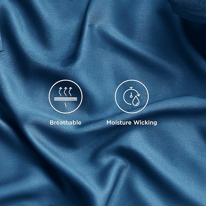 Bedsure King Size Sheets Set, Cooling Sheets for Hot Sleepers, Rayon Derived from Bamboo, Breathable & Soft, Deep Pocket Up to 16 Inches, Hotel Luxury Silky Bedding, Teal