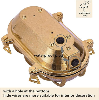 BLINKO Nautical Brass Bulkhead Wall Light,Vintage Retro Wall Sconce,Industrial Lighting Fixtures,Mid Century Modern Decorative Light,IP 54 Precision Waterproof,Lampshade Only,with Bottom Hole