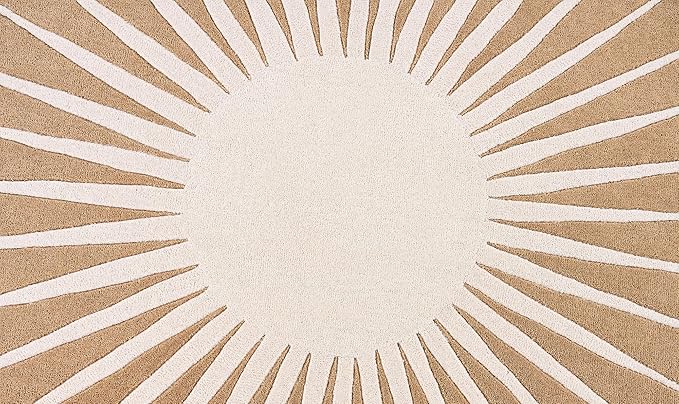 Modern Round Area Rug – Hand-Tufted with 100% NZ Wool, Thick & Soft Circular Carpet for Living Room, Bedroom & Dining Room Decor (Warm Natural, 8' Round)