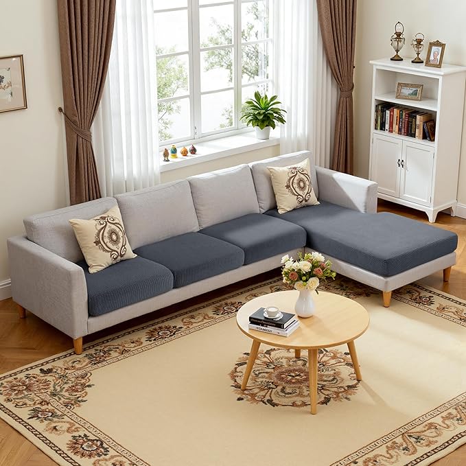 Hokway Chaise Cover Set Individual Couch Cushion Slipcovers Reversible Cushion Protector for L-Shape Sofa