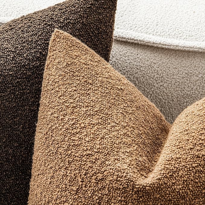 MIULEE 18x18 Inch Decorative Pillow Covers for Couch Bed Set of 2 Textured Boucle Neutral Winter Throw Pillows Brown Accent Solid Cushion Vintage Pillowcases Sofa Livingroom Home Decor
