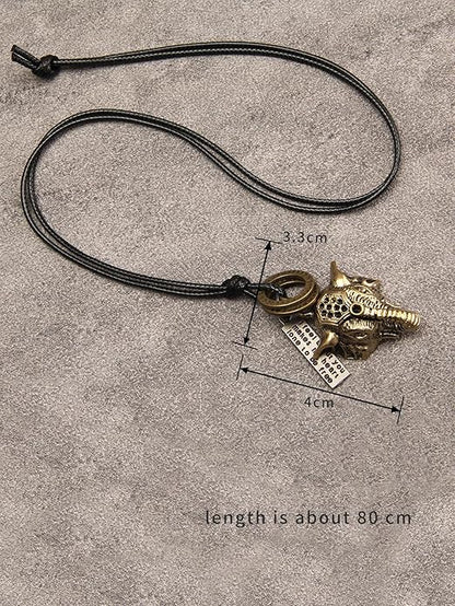 Leather Necklace for Women Boho Choker Necklace Long Cord Leather Pendant Bohemian Neckalce Vintage Alloy Pendant Leather Rope Necklace Wooden Necklaces for Women