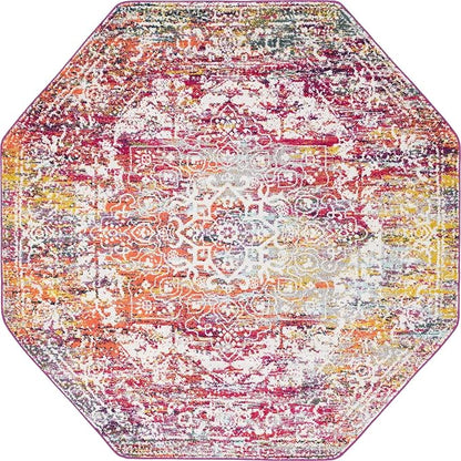 Rugs.com Arlington Collection Rug – 8 Ft Octagon Multi Medium-Pile Rug Perfect for Living Rooms, Kitchens, Entryways