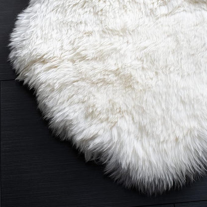 SAFAVIEH Sheep Skin Collection Runner Rug - 2' x 10', Natural & White, Handmade Rustic Glam Genuine Pelt, 3.4-inch Thick Ideal for High Traffic Areas in Living Room, Bedroom (SHS211A)