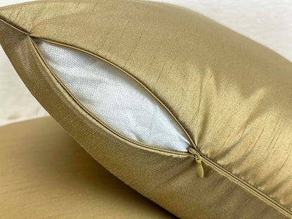 Aiking Home 24x24 Inches Faux Silk Square European Shams, Zipper Closure, Brass (Set of 2)